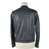 Emilio Romanelli Blue Leather Men's Jacket